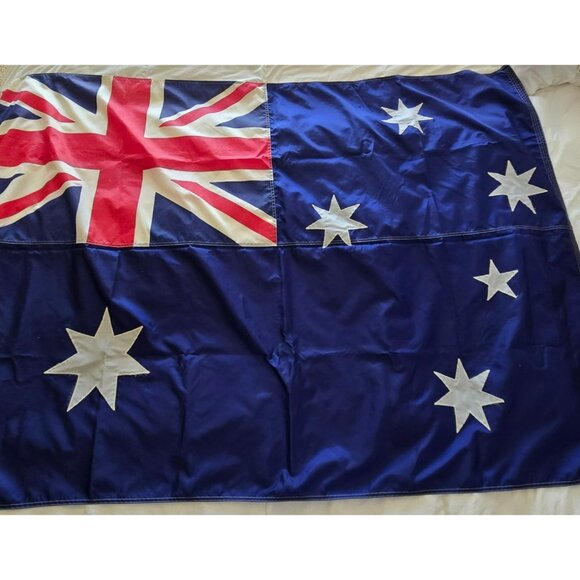 Vintage Australia Flag 48x70" Stitched Cotton Nylon Blend Appliqué Stars Brass G - Picture 2 of 12
